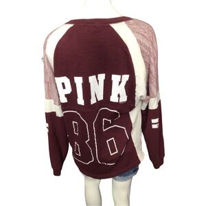 Victoria's Secret PINK Burgundy and White Sweatshirt